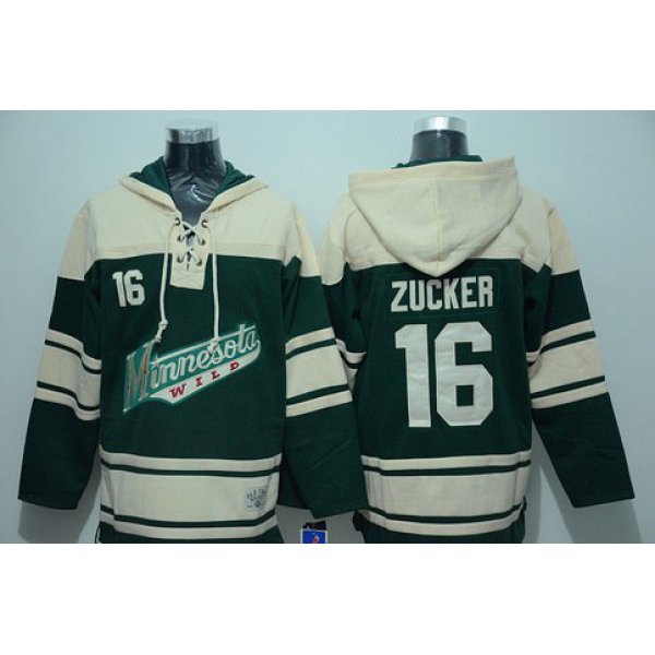 Men's Minnesota Wild #16 Jason Zucker Old Time Hockey Green Hoodie