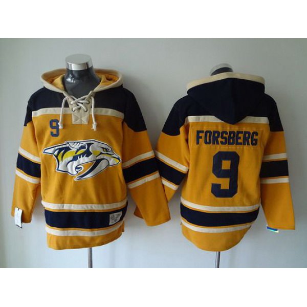 Men's Nashville Predators #9 Filip Forsberg Old Time Hockey Yellow Hoodie