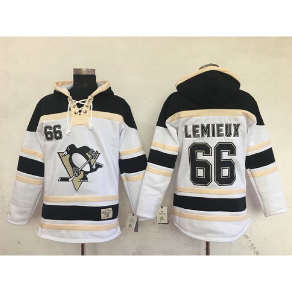 Men's Pittsburgh Penguins #66 Mario Lemieux White Old Time Hockey Hoodie