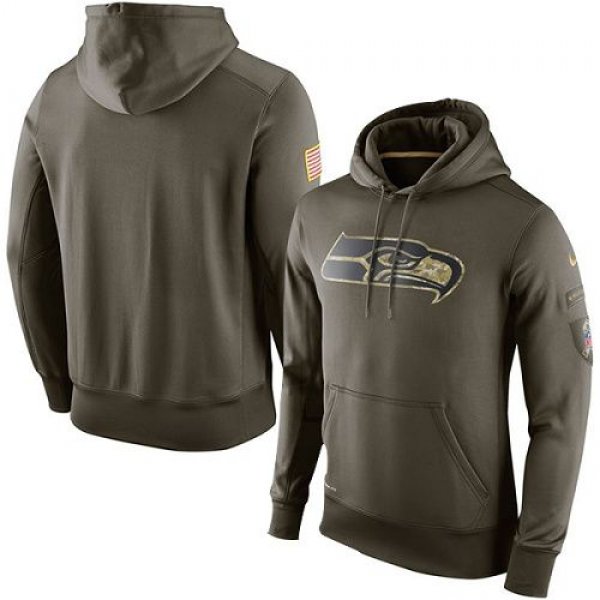 Men's Seattle Seahawks Nike Olive Salute To Service KO Performance Hoodie