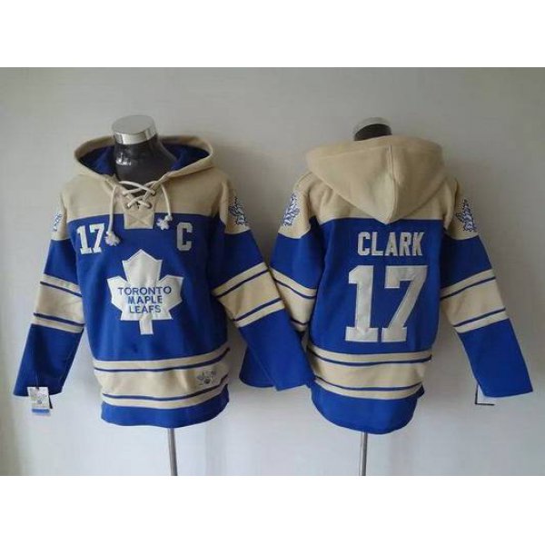 Men's Toronto Maple Leafs #17 Wendel Clark Old Time Hockey Light Blue Hoodie