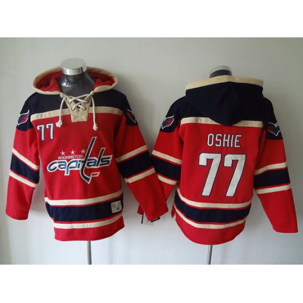 Men's Washington Capitals #77 T.J. Oshie Old Time Hockey Red Hoodie