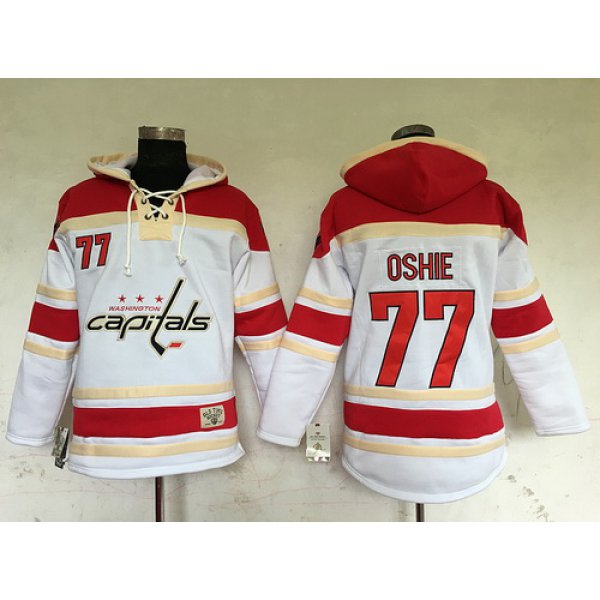 Men's Washington Capitals #77 T.J. Oshie White Old Time Hockey Hoodie