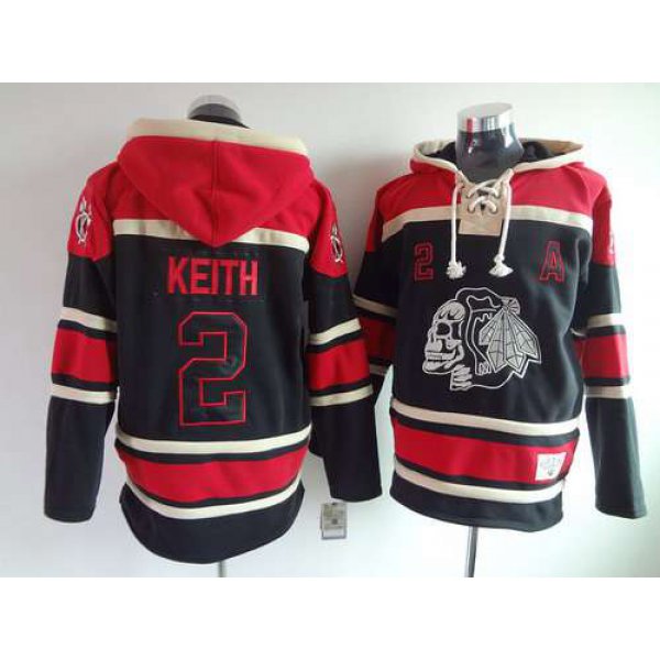 Chicago Blackhawks #2 Duncan Keith Old Time Hockey Black Ice Skulls Hoodie