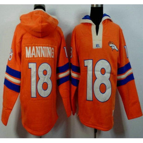Men's Denver Broncos #18 Peyton Manning Orange Team Color 2015 NFL Hoody