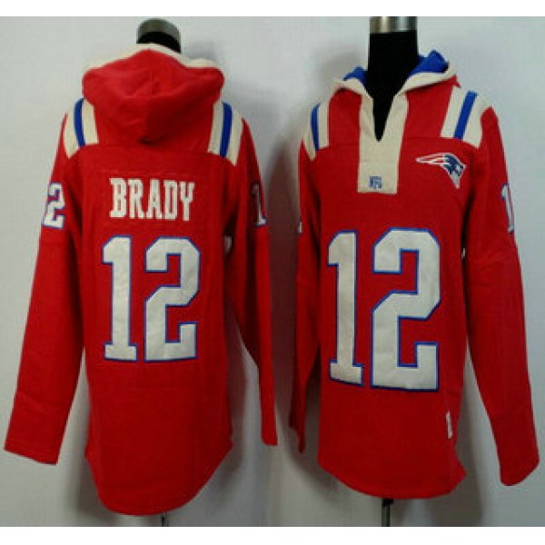 Men's New England Patriots #12 Tom Brady Red Alternate 2015 NFL Hoody
