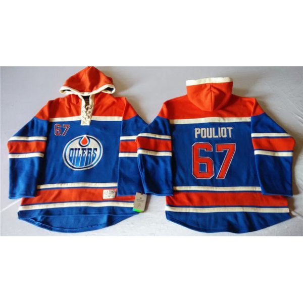 Old Time Hockey Edmonton Oilers #67 Benoit Pouliot Royal Blue Hoodie