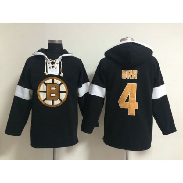 2014 Old Time Hockey Boston Bruins #4 Bobby Orr Black Hoodie