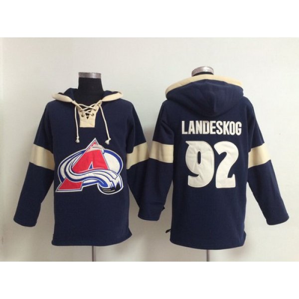 2014 Old Time Hockey Colorado Avalanche #92 Gabriel Landeskog Navy Blue Hoodie