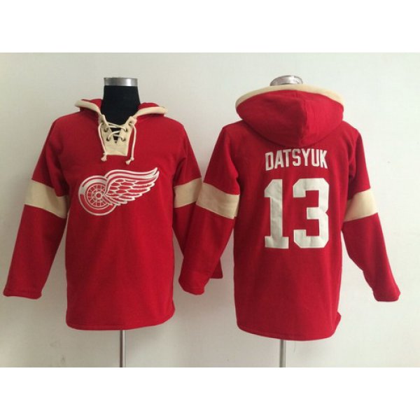 2014 Old Time Hockey Detroit Red Wings #13 Pavel Datsyuk Red Hoodie