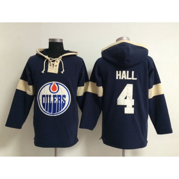 2014 Old Time Hockey Edmonton Oilers #4 Taylor Hall Navy Blue Hoodie