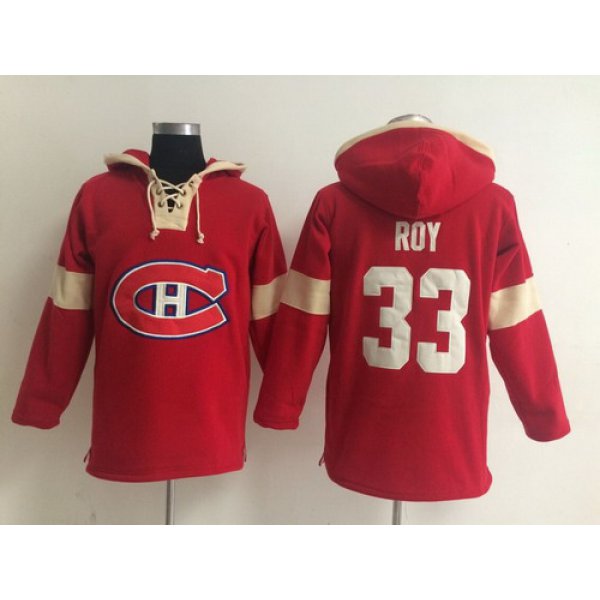 2014 Old Time Hockey Montreal Canadiens #33 Patrick Roy Red Hoodie