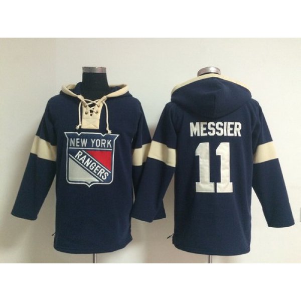 2014 Old Time Hockey New York Rangers #11 Mark Messier Navy Blue Hoodie