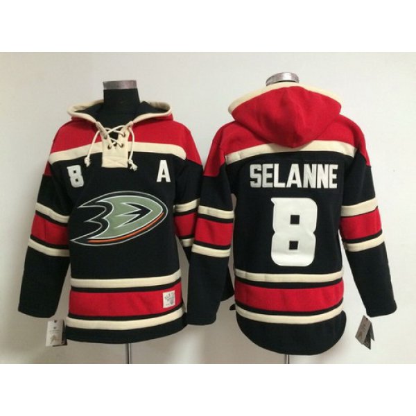 Old Time Hockey Anaheim Ducks #8 Teemu Selanne Black Hoodie