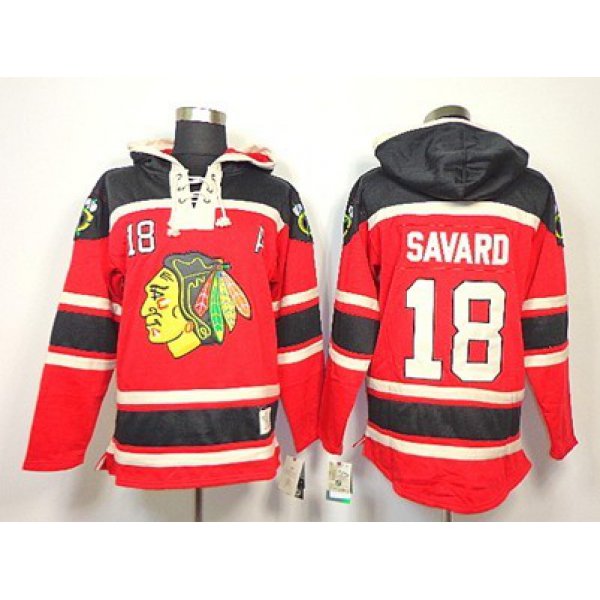 Old Time Hockey Chicago Blackhawks #18 Denis Savard Red Hoodie