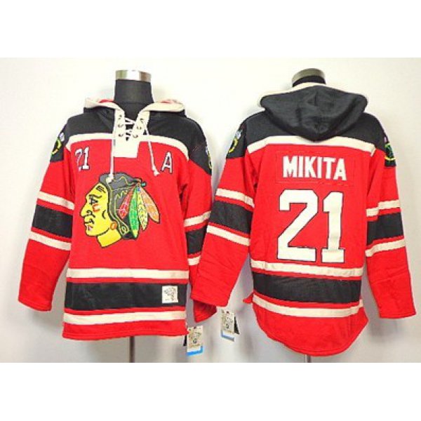 Old Time Hockey Chicago Blackhawks #21 Stan Mikita Red Hoodie