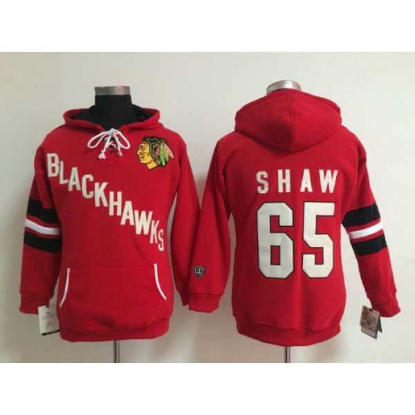 Old Time Hockey Chicago Blackhawks #65 Andrew Shaw Red Womens Hoodie