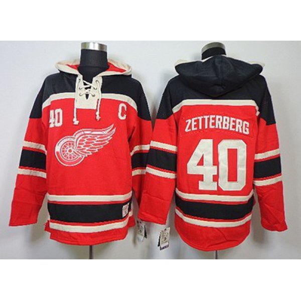 Old Time Hockey Detroit Red Wings #40 Henrik Zetterberg Red Hoodie