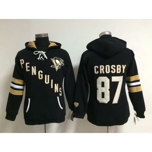 Old Time Hockey Pittsburgh Penguins #87 Sidney Crosby Black Womens Hoodie