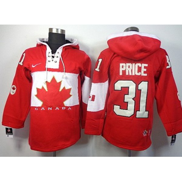 2014 Old Time Hockey Olympics Canada #31 Carey Price Red Hoodie