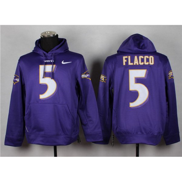 Nike Baltimore Ravens #5 Joe Flacco Purple Hoodie