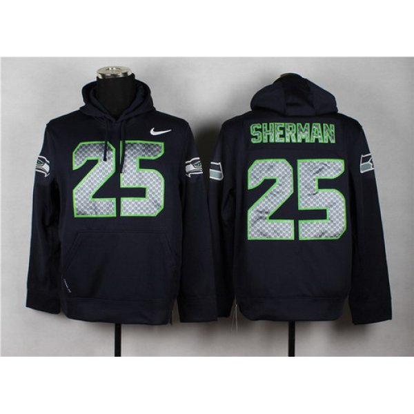 Nike Seattle Seahawks #25 Richard Sherman Navy Blue Hoodie
