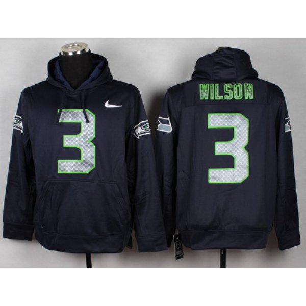 Nike Seattle Seahawks #3 Russell Wilson Navy Blue Hoodie
