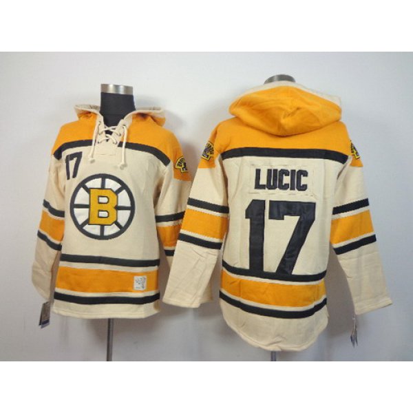 Old Time Hockey Boston Bruins #17 Milan Lucic Cream Hoodie