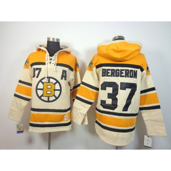 Old Time Hockey Boston Bruins #37 Patrice Bergeron Cream Hoodie