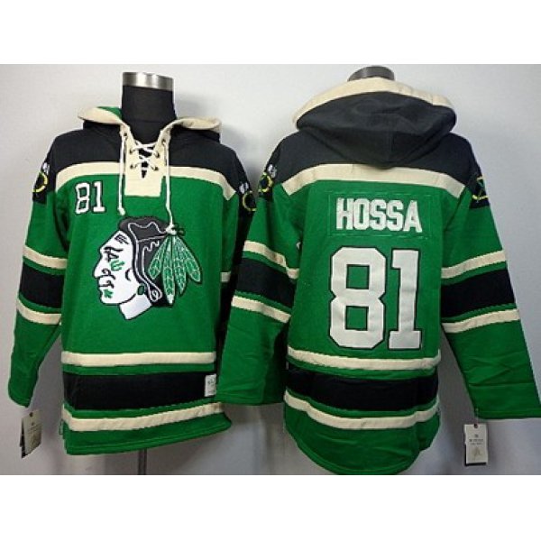 Old Time Hockey Chicago Blackhawks #81 Marian Hossa Green Hoodie