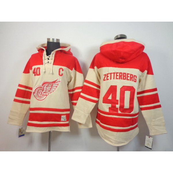 Old Time Hockey Detroit Red Wings #40 Henrik Zetterberg Cream Hoodie