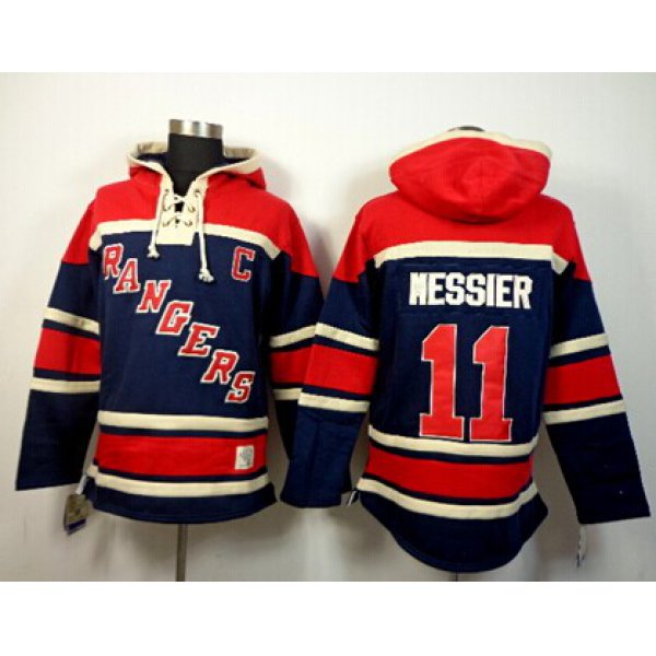 Old Time Hockey New York Rangers #11 Mark Messier Navy Blue Hoodie