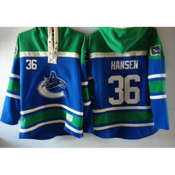 Old Time Hockey Vancouver Canucks #36 Jannik Hansen Blue Hoodie