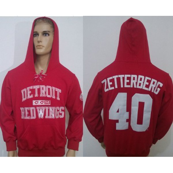 CCM Detroit Red Wings #40 Henrik Zetterberg Red Hoodie