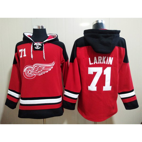 Men's Detroit Red Wings #71 Dylan Larkin Red Hoodie