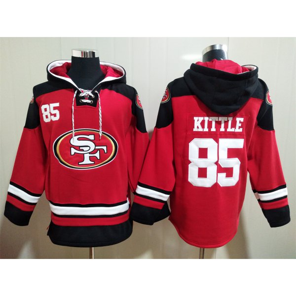 Men's San Francisco 49ers #85 George Kittle Red Team Color New NFL Hoodie