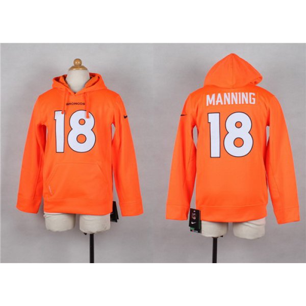 Nike Denver Broncos #18 Peyton Manning Orange Kids Hoodie