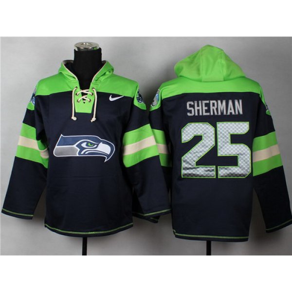 Nike Seattle Seahawks #25 Richard Sherman 2014 Navy Blue Hoodie
