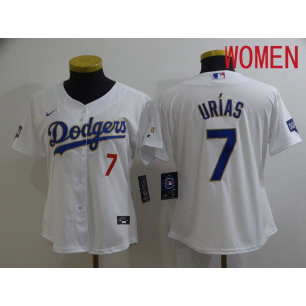 Women Los Angeles Dodgers 7 Urias White Game 2021 Nike MLB Jersey