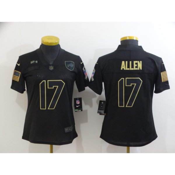 Women's Buffalo Bills #17 Josh Allen Black 2020 Salute To Service Stitched NFL Nike Limited Jersey