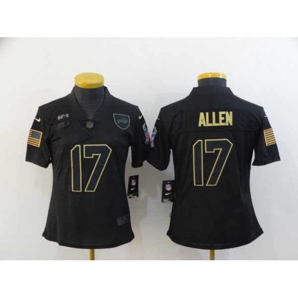 Women's Buffalo Bills #17 Josh Allen Black 2020 Salute To Service Stitched NFL Nike Limited Jersey