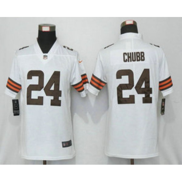 Women's Cleveland Browns #24 Nick Chubb White 2020 NEW Vapor Untouchable Stitched NFL Nike Limited Jersey