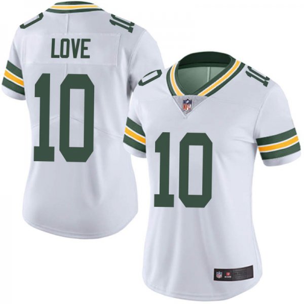 Women's Green Bay Packers #10 Jordan Love White Limited Vapor Untouchable Jersey