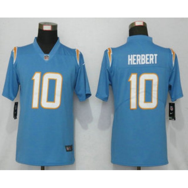 Women's Los Angeles Chargers #10 Justin Herbert Light Blue 2020 NEW Vapor Untouchable Stitched NFL Nike Limited Jersey