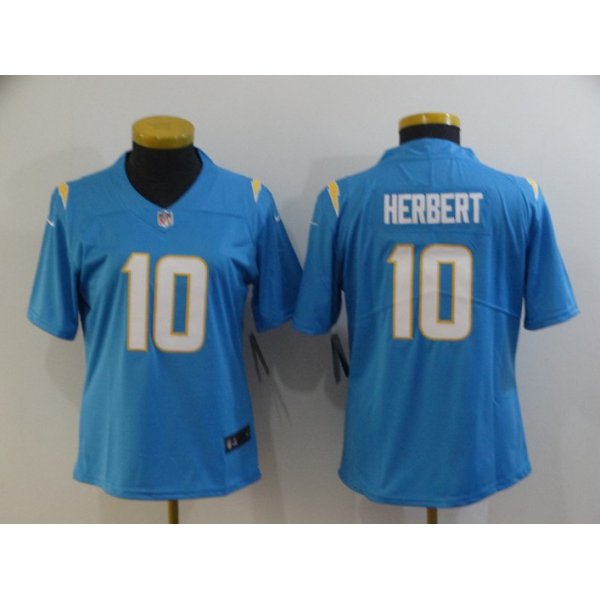 Women's Los Angeles Chargers #10 Justin Herbert Light Blue 2020 NEW Vapor Untouchable Stitched NFL Nike Limited Jersey