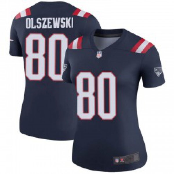 Women's New England Patriots #80 Gunner Olszewski Legend Navy Color Rush Jersey