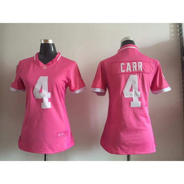 Women's Oakland Raiders #4 Derek Carr Pink Bubble Gum 2015 NFL Jersey