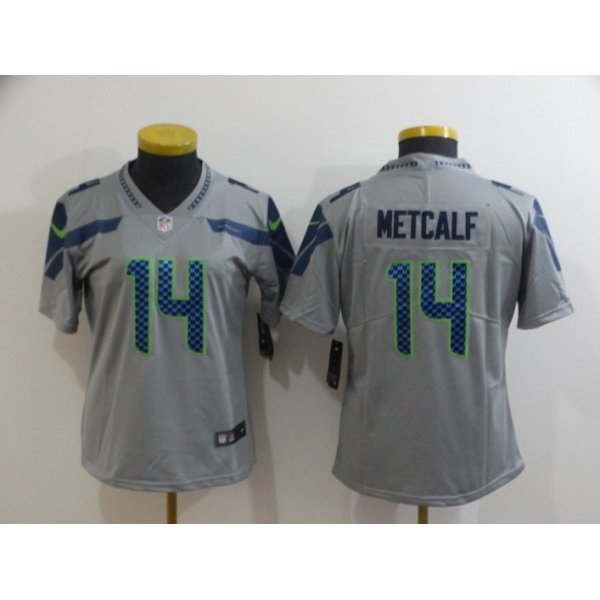 Women's Seattle Seahawks #14 D.K. Metcalf Grey 2017 Vapor Untouchable Stitched NFL Nike Limited Jersey