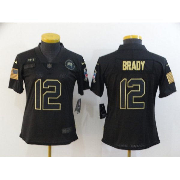 Women's Tampa Bay Buccaneers #12 Tom Brady Black 2020 Salute To Service Stitched NFL Nike Limited Jersey