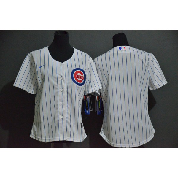 Women's Chicago Cubs Blank White Stitched MLB Cool Base Nike Jersey